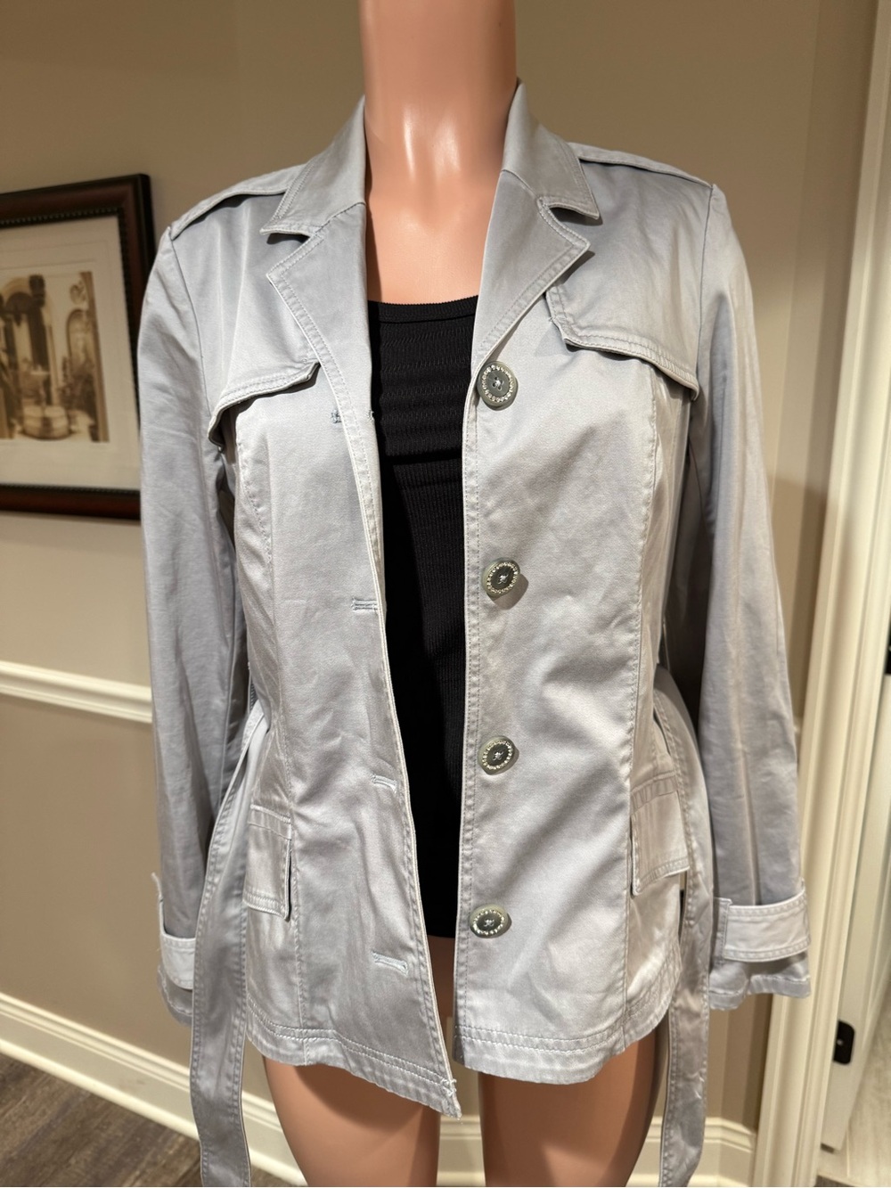 White House Black Market Light Gray Utility Jacket